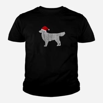 Vintage Santa Hat Golden Retriever Dog Shirt Kid T-Shirt - Seseable