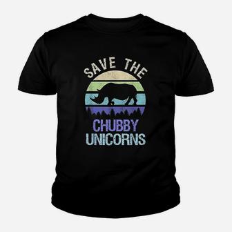 Vintage Sunset Save The Chubby Unicorns Fat Rhino Gift Kid T-Shirt - Seseable