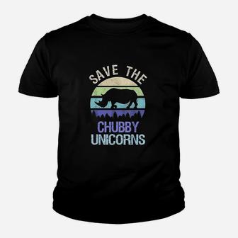 Vintage Sunset Save The Chubby Unicorns Fat Rhino Kid T-Shirt - Seseable