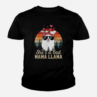 Vintage Sunset Shes A Bad Mama Llama Funny Mother Days Kid T-Shirt - Seseable