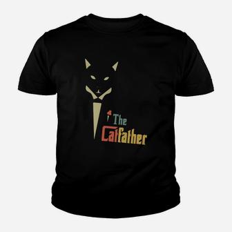 Vintage The Catfather Funny Cat Dad Father Of Cats Retro Sunset Kitty Kitten Lover Kid T-Shirt - Seseable