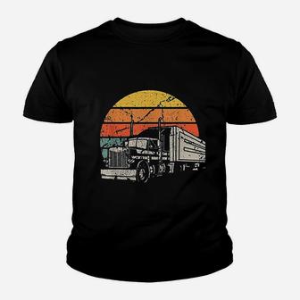 Vintage Truck Driver Gift Retro Sun Driving Trucker Kid T-Shirt - Seseable