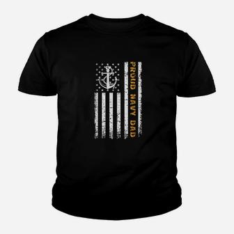 Vintage Usa American Flag Proud Navy Dad Gifts Kid T-Shirt - Seseable