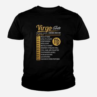 Virgo Facts Serving Per Container Awesome Zodiac Sign Kid T-Shirt - Seseable