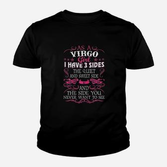 Virgo Girl I Have 3 Sides Gift Virgo Girl Kid T-Shirt - Seseable