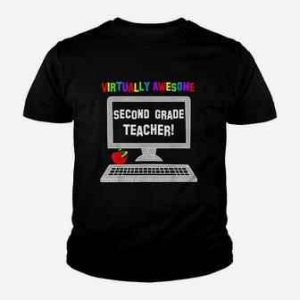 Virtually Awesome Second Grade Teacher Back To School Kid T-Shirt - Seseable