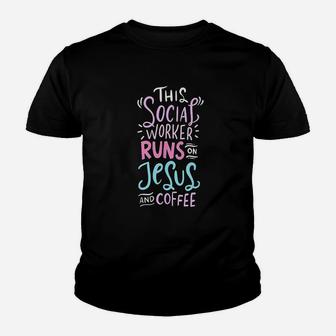 Volunteering Nursing Home Social Worker Jesus And Coffee Kid T-Shirt - Seseable