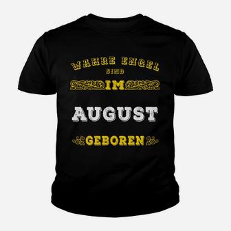 Wahre Engel im August Geboren Kinder Tshirt, Schwarzes Geburtstagsshirt - Seseable