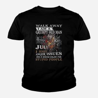 Walk Away I Am A Grumpy Old Man I Was Born In July Kid T-Shirt - Seseable