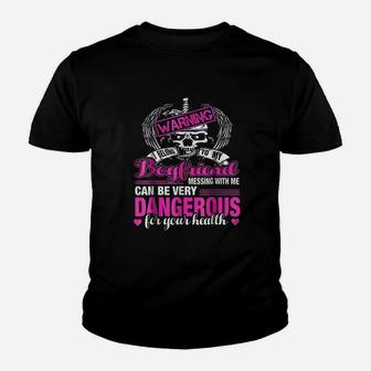 Warning I Belong To My Boyfriend Dont Mess With Me Kid T-Shirt - Seseable