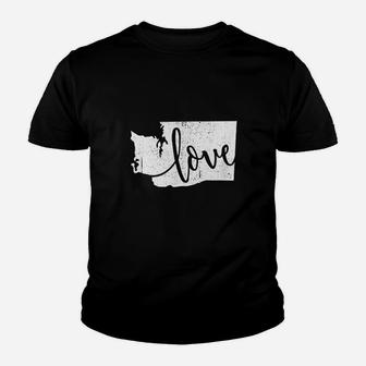 Washington Home Love Vintage State Map Kid T-Shirt - Seseable