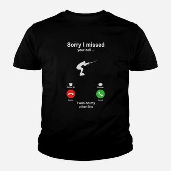 Water Skiing Sorry I Missed Your Call I Was On My Other Line Funny Sport Lovers Kid T-Shirt - Seseable