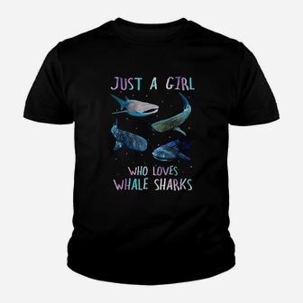 Watercolor Shark Ocean Just A Girl Who Loves Whale Sharks Kid T-Shirt - Seseable