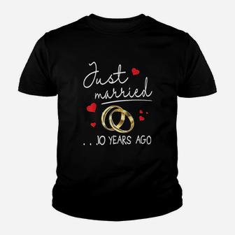 Wedding Rings Hearts Just Married 10 Years Ago Happy Kid T-Shirt - Seseable