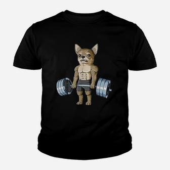 Weightlifting Chihuahua Deadlifting Chihuahua Powerlifting Kid T-Shirt - Seseable