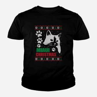 Weihnachtliches Katzen-Kinder Tshirt Meowy Christmas, Festliche Bekleidung - Seseable