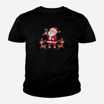 Weihnachtsmann Mit Rentieren Kinder T-Shirt - Seseable