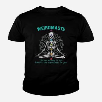 Weirdmaste Meditation Yoga Definition Funny Skeleton Yoga Kid T-Shirt - Seseable