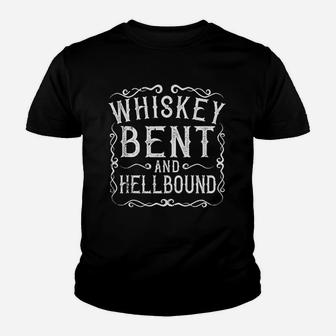 Whiskey Bent And Hellbound Country Music Biker Bourbon Gift Kid T-Shirt - Seseable