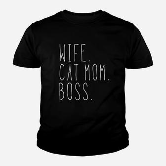 Wife Cat Mom Boss Kid T-Shirt - Seseable