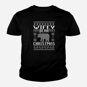 Wifey Bear Matching Family Ugly Christmas Sweater Kid T-Shirt - Seseable