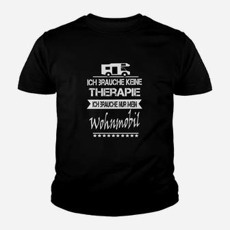 Wohnmobil-Liebhaber Kinder Tshirt Schwarz, Keine Therapie, nur Wohnmobil - Seseable