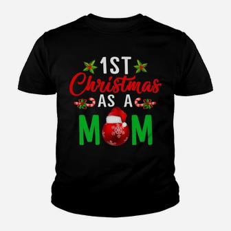 Womens 1st Christmas As A Mom Xmas Gift For New Mommy Tee Kid T-Shirt - Seseable