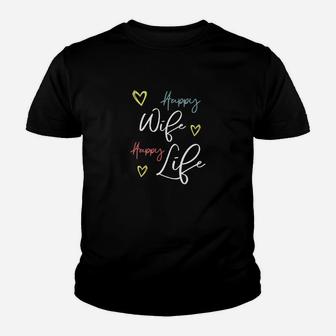 Womens Happy Wife Happy Life Kid T-Shirt - Seseable