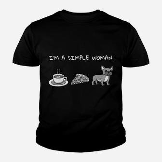 Womens Im A Simple Woman French Bulldog Dog Kid T-Shirt - Seseable