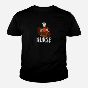 Womens Nurse Thanksgiving Funny Turkey Rn Nursing Work Kid T-Shirt - Seseable
