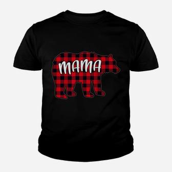Womens Red Plaid Mama Bear Matching Buffalo Family Christmas Gift Kid T-Shirt - Seseable