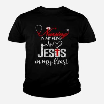 Womens Valentine Of Nurse Nursing Is My Veins My Heart Kid T-Shirt - Seseable