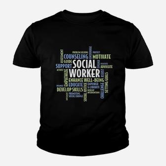 Words Social Work Month Gift For Social Worker Kid T-Shirt - Seseable