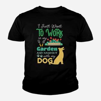 Work In My Garden And Hangout With My Dog Kid T-Shirt - Seseable