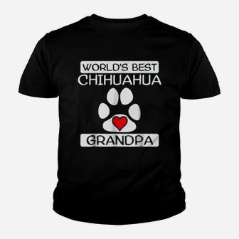 World Best Chihuahua Grandpa Dog Paw Print Kid T-Shirt - Seseable