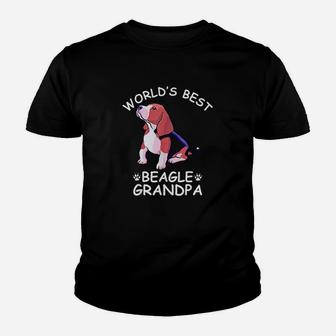 Worlds Best Beagle Grandpa Funny Granddog Dog Lover Cute Kid T-Shirt - Seseable