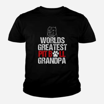 Worlds Greatest Pit Bull Grandpa Dog Lover Kid T-Shirt - Seseable