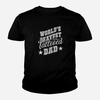 Worlds Okayest Tattooed Dad Vintage Inked Daddy Gift Kid T-Shirt - Seseable