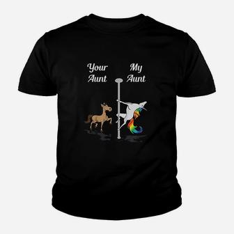 Your Aunt My Aunt You Me Party Dancing Unicorn Kid T-Shirt - Seseable