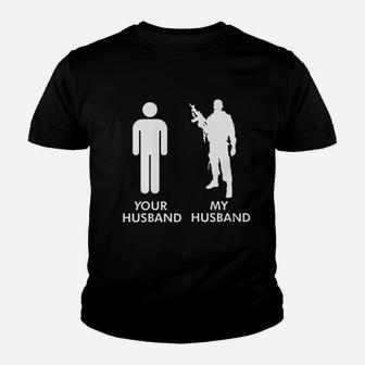 Your Husband Vs My Husband Army Wife Kid T-Shirt - Seseable