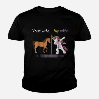 Your Wife My Wife Dabbing Unicorn Funny Gift Kid T-Shirt - Seseable