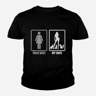 Your Wife My Wife Loves Cats I Married A Cat Lady Kid T-Shirt - Seseable