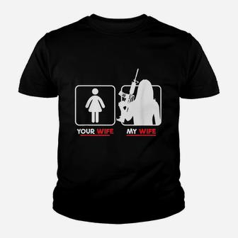 Your Wife My Wife Veteran Kid T-Shirt - Seseable