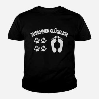 Zusammen Glücklich Schwarzes Kinder Tshirt, Pfoten & Fußabdruck Design - Seseable