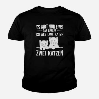 Zwei Katzen Sind Besser Kinder Tshirt, Lustiges Katzenfreunde Hemd - Seseable