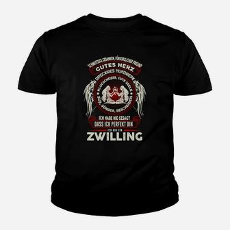 Zwilling Sternzeichen Kinder Tshirt, Perfekt Sein Statement Design - Seseable