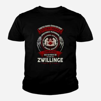 Zwillings-Geburtstags Kinder Tshirt, Schwarz mit Sternzeichen Design - Seseable