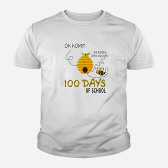 100th Day Of School Teacher Bee Hive Funny Sayings Kid T-Shirt | Seseable CA