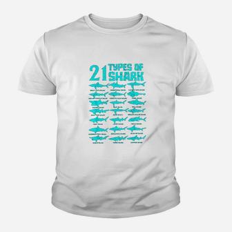 21 Types Of Shark Marine Biology Kid T-Shirt - Seseable