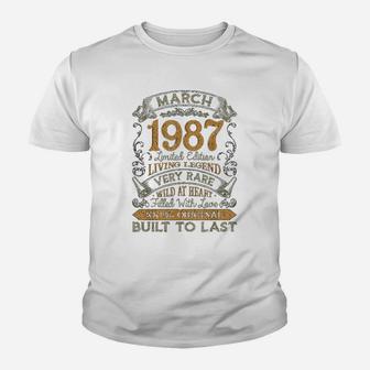 35th Birthday Gift 35 Years Old Retro Vintage March 1987 Kid T-Shirt - Seseable